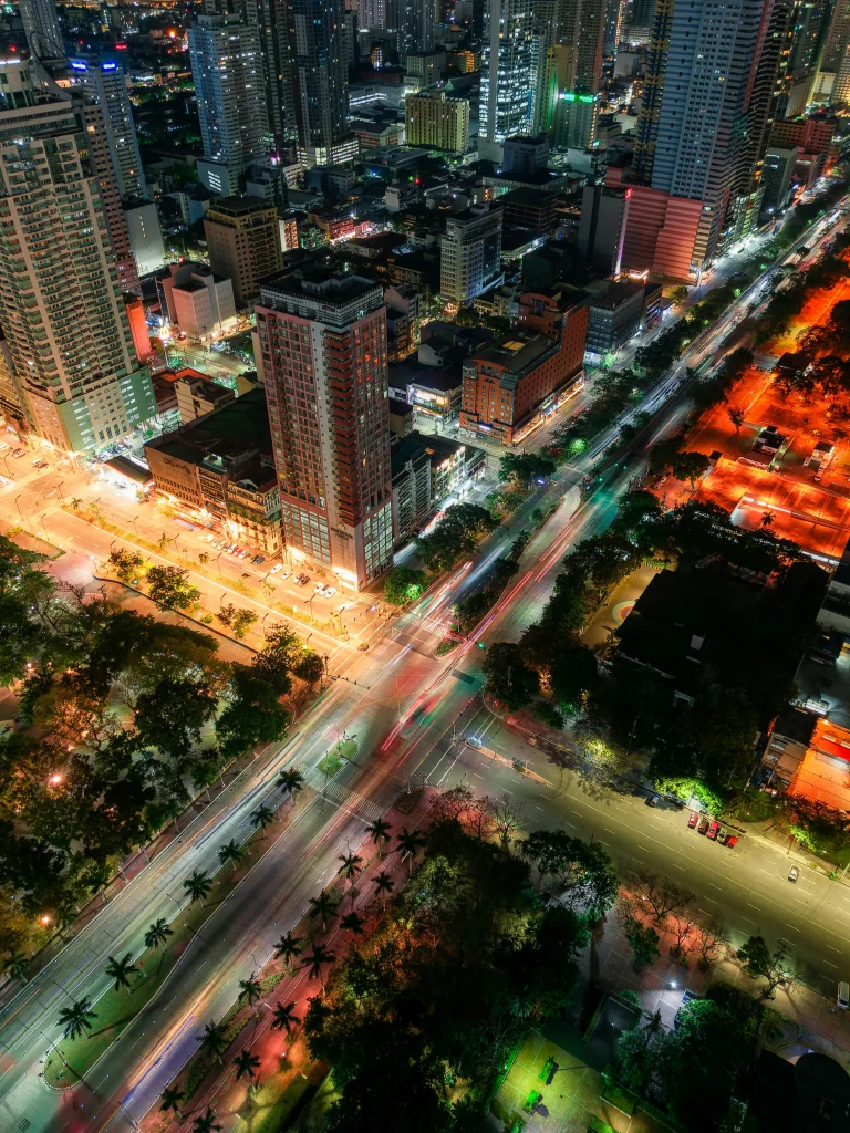 Philippine city skyline at night representing business growth through SEO and digital marketing